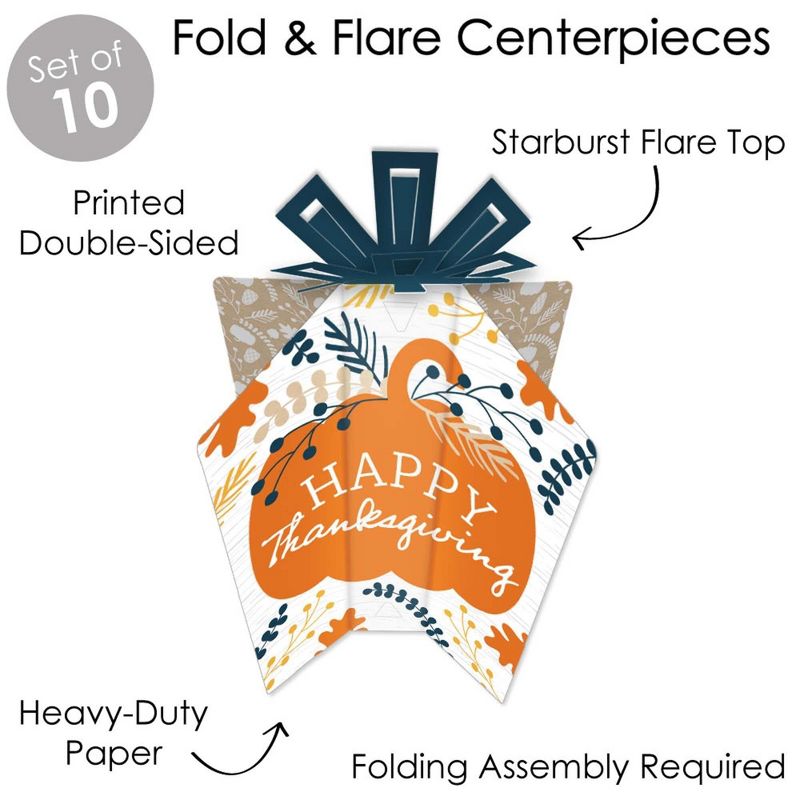 Big Dot of Happiness Happy Thanksgiving - Table Decorations - Fall Harvest Party Fold and Flare Centerpieces - 10 Count, 3 of 8