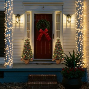 3 Ft Christmas Tree, Small Christmas Tree, Table Top Xmas Tree Decoration with Warm White Lights, Green, Pine Cones - 1 of 4