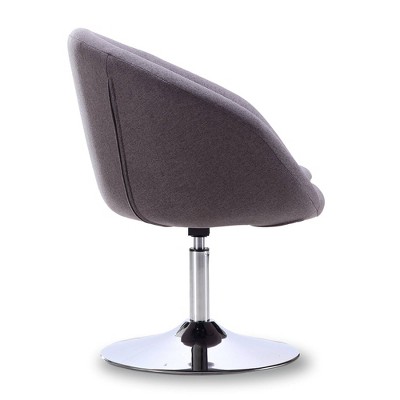 Grey Faux Leather Swivel Chair with Polished Chrome Base