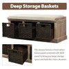 PAGED Rustic Storage Bench with 3 Removable Classic Rattan Basket, Linen Blend Ottoman with Storage & Removable Cushion, Entryway Bench -No Assembly - 3 of 4