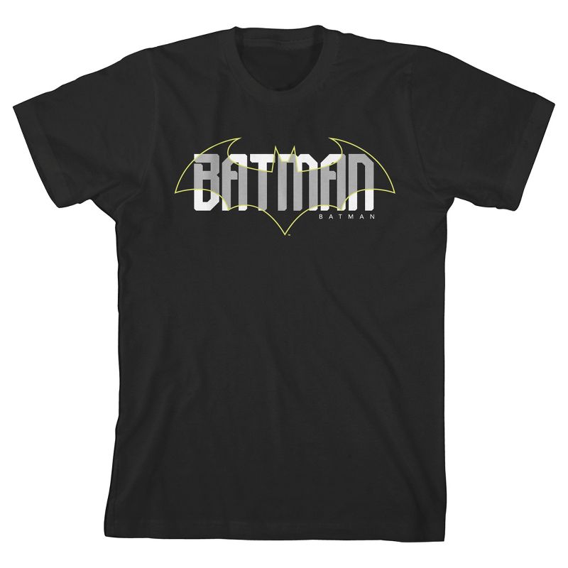 Batman Emblem Overlapping Black T-Shirt Toddler Boy to Youth Boy, 1 of 4