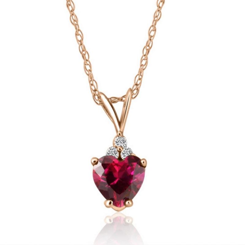 Pompeii3 1/2ct Diamond & Ruby Heart Pendant 14K White Yellow or Rose Gold Necklace 1/2", 1 of 4