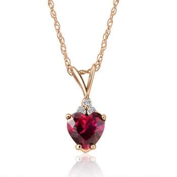 Pompeii3 1/2ct Diamond & Ruby Heart Pendant 14K White Yellow or Rose Gold Necklace 1/2"