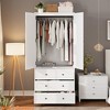 Large Wardrobe Closet w/ Drawers, 69.5" Wooden Wardrobe Cabinet w/ Hanging Rod, 2 Doors Clothing Storage Cabinet for Bedroom Anti-Tipping - 4 of 4