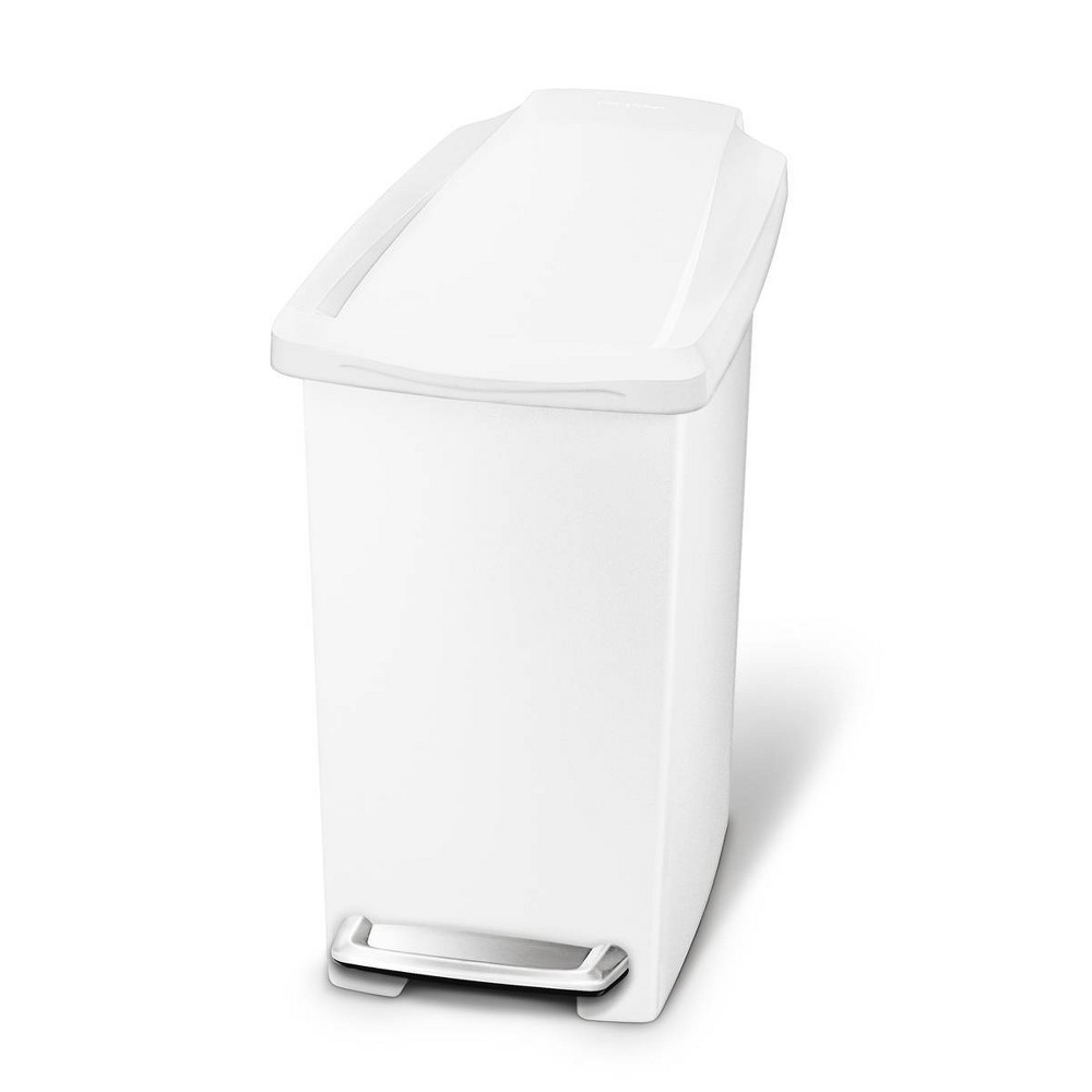 Photos - Waste Bin Simplehuman 10L Slim Bathroom Step Trash Can White Plastic 