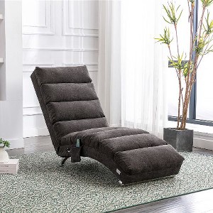 Kumasinova Electric Massage Recliner Chair with 5 Modes, Linen Upholstered Chaise Lounge with Remote Control & Side Pocket, Tufted Accent Chair - 1 of 4
