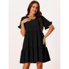 Seta T Women's V Neck Ruffle Short Sleeve Tiered A-Line Flowy Beach Babydoll Dress with Pockets - 2 of 4