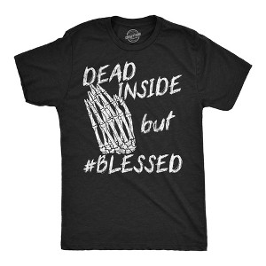 Mens Funny T Shirts Dead Inside But Blessed Sarcastic Graphic Novelty Tee for Men - Crazy Dog Men's T Shirt With Sarcastic Sayings - 1 of 4