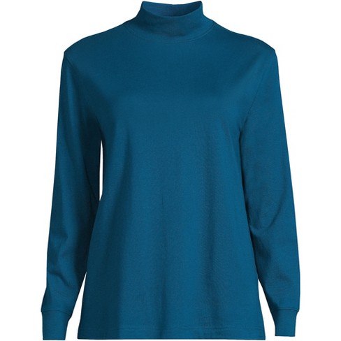 Lands' End Women's Long Sleeve Super T Mock - Large - Baltic Teal