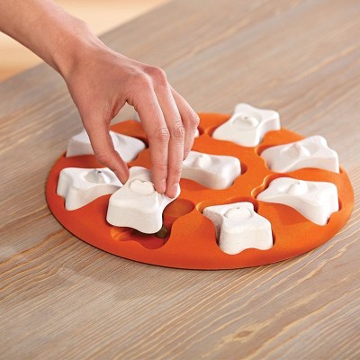 Orange and White Interactive Dog Treat Puzzle Dispenser