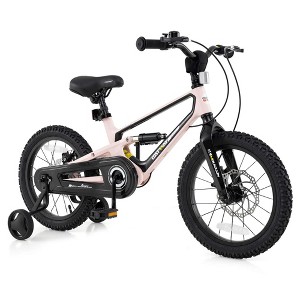 Costway 16 Inch Children Bicycle with Training Wheels & Double Disc Brakes Adjustable Seat Magnesium Alloy Blue/Light Pink/White - 1 of 4
