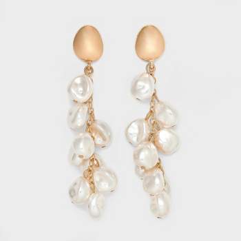 Pearl Waterfall Drop Earrings - A New Day™ White/Gold