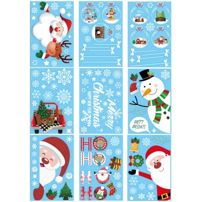 Christmas Static Glass Window Decoration Background Decorative Stickers(Santa Claus+ Penguins)