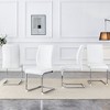 SEVOBAL Dining Chairs Set of 4 High Resilience Luxury PU Material Simple Arch Chair with Arched Metal Silver Leg, White, 17.3"*21.6"*39" - 2 of 4