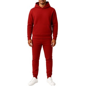 Galaxy Essentials Men’s Relaxed Fit  Heavyweight Fleece Pullover Hoodie & Sweatpants Jogging Set - 1 of 3