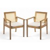 Set of 2 Outdoor Wicker Dining Chairs with Cushions and Armrests, Wood Patio Seating for Backyard, Balcony, or Deck – The Pop Home - 2 of 4