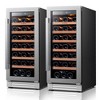 Ca'Lefort 15" Single Zone Wine Fridge and 15" Dual Zone Wine Fridge Combo, 61 Bottle Wine Cooler Freestanding & Built-in - 2 of 4