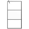 vidaXL Walk-in Shower Wall 39.4"x76.8" Half Frosted ESG Glass Black - 3 of 4
