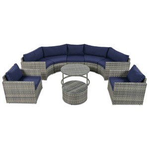 Nestfair 9pc Wicker Patio Conversation Sofa Set with Cushions and Coffee Table - 1 of 4