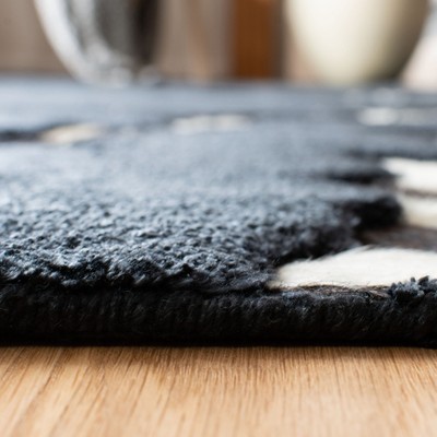 Manhattan Black and White Hand-Knotted Wool Shag Rug
