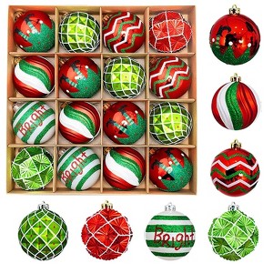 16 Pcs Christmas Ball Ornaments 6cm/2.3 Inch, Red White Shatterproof Christmas Baubles, Hanging Tree Decorations - 1 of 4