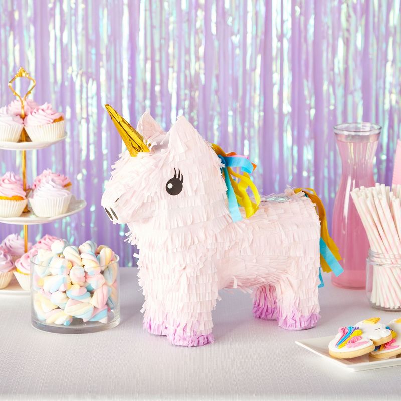 Blue Panda Unicorn Pinata for Girls Birthday Party - Unicorn, Rainbow Theme Birthday Party Supplies (Pink, Small, 13x15.5x5 in), 2 of 8