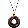 Wooden Pendant Necklace with Owl Leaf Elephant Flower Handmade Vintage Bronze Leaf Long Leather Chain Sweater Necklace for Women - 3 of 4