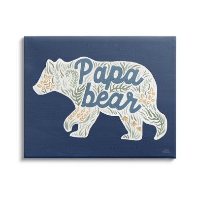 Stupell Industries Blue Floral Papa Bear Canvas Wall Art