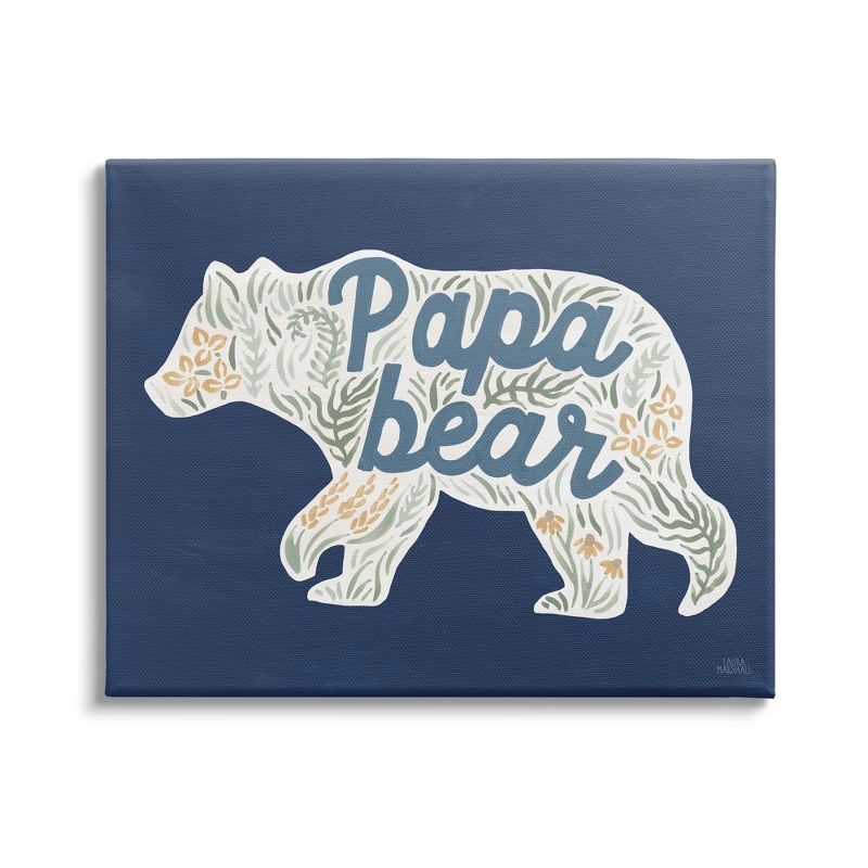 Stupell Industries Blue Floral Papa Bear Canvas Wall Art, 1 of 6