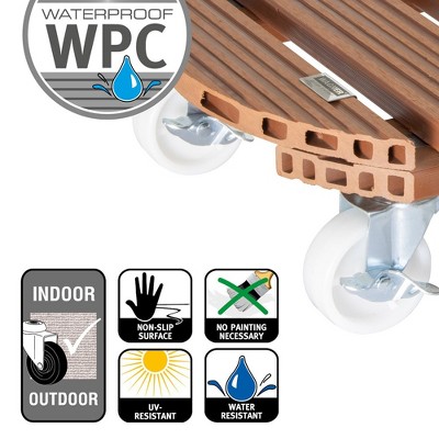 15.1" Terra Cotta Wood Plastic Composite Round Plant Caddy