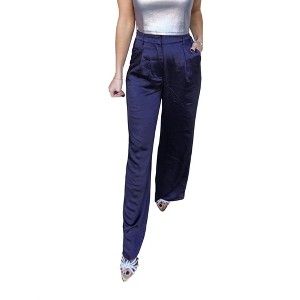 Women's Satin Elastic Waist Trouser - SKIES ARE BLUE - 1 of 4