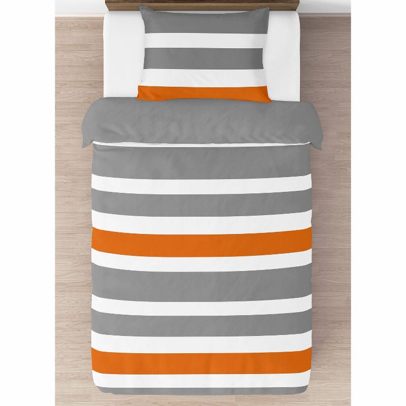 Gray &#38; Orange Stripe Kids&#39; Comforter Set (Twin) - Sweet Jojo Designs, 3 of 7