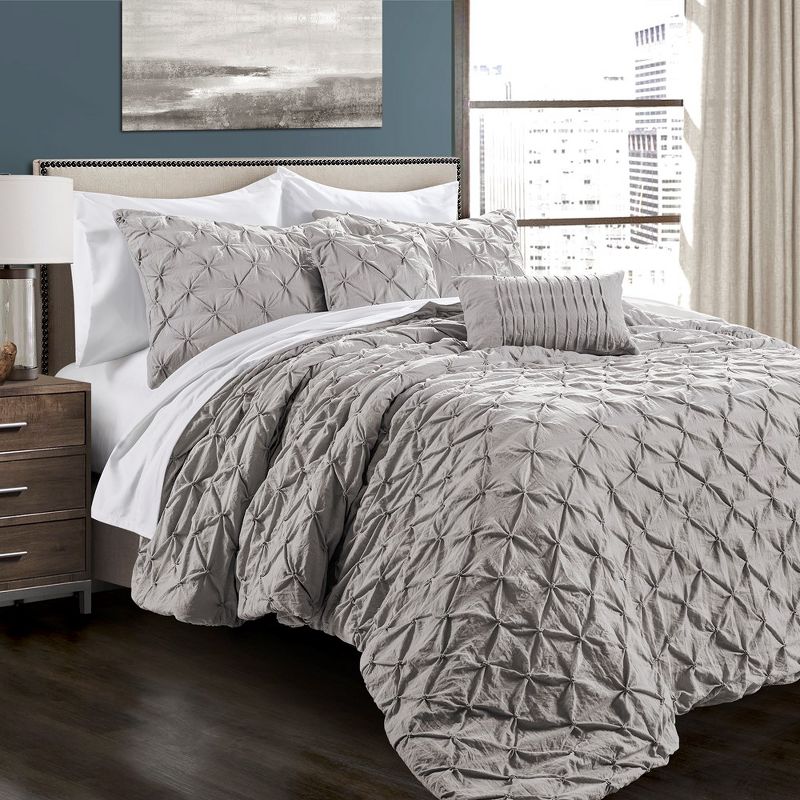 Home Boutique Ravello Pintuck Comforter - Light Gray - 5 Piece Bedding Set - King, 1 of 2