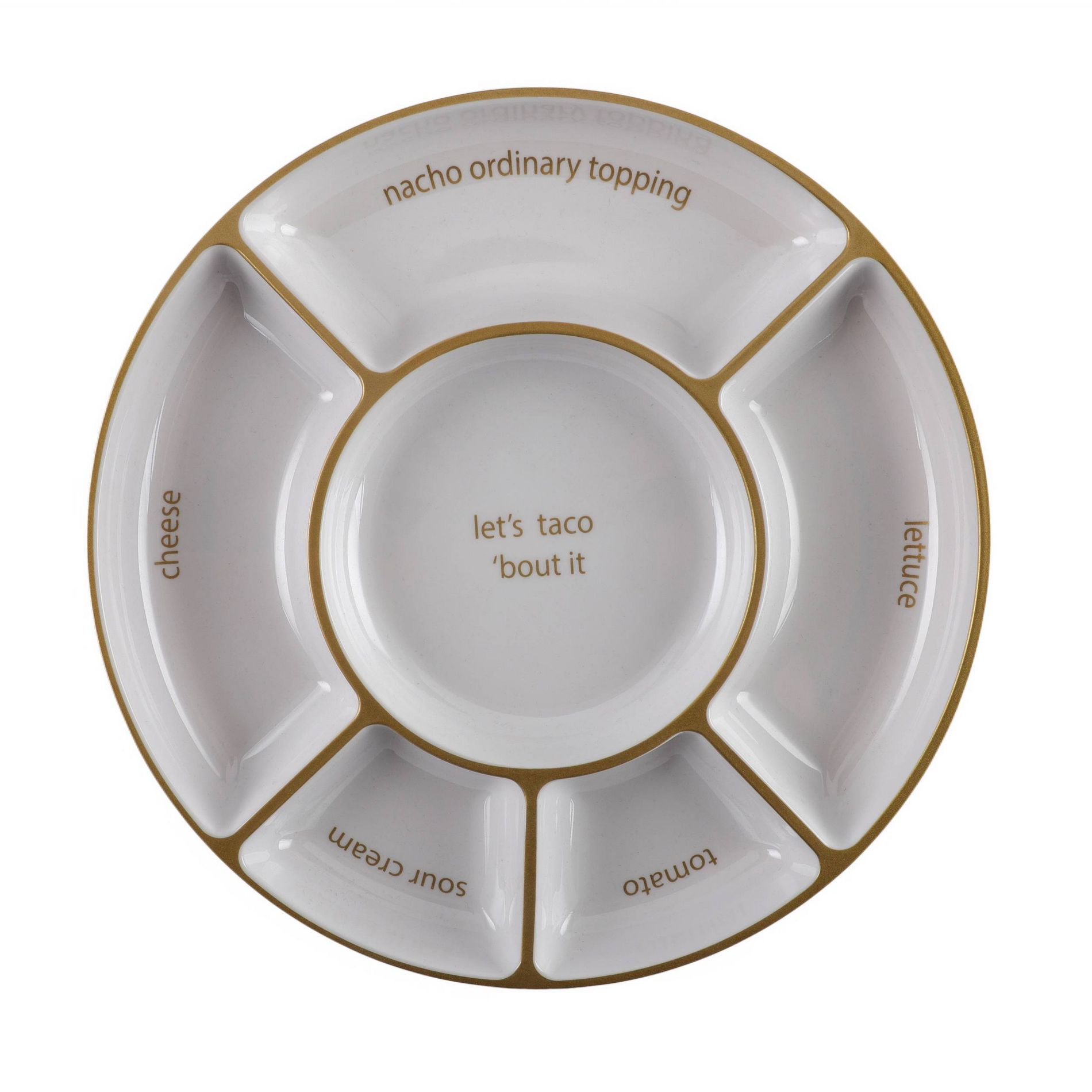 Cook With Color Round Sectional Serving Platter Cream/Gold