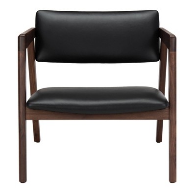 Éclair Mid-Century Leather Chair Black/Brown - Safavieh
