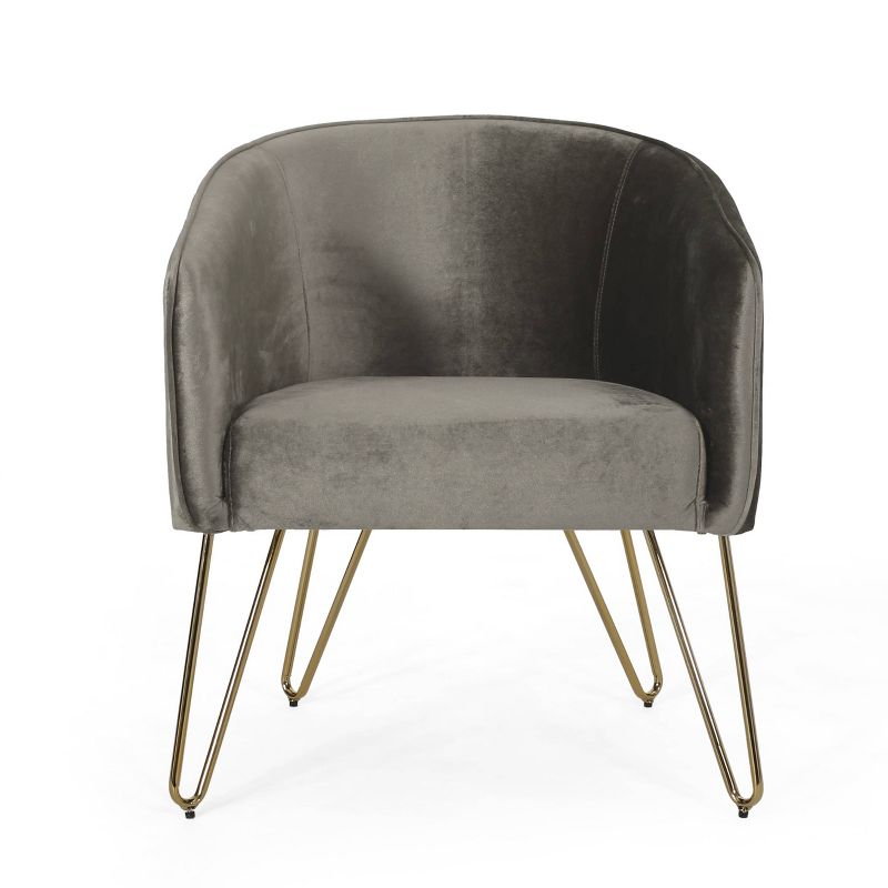Grelton Modern Glam Velvet Club Chair with Hairpin Legs - Christopher Knight Home, 1 of 11