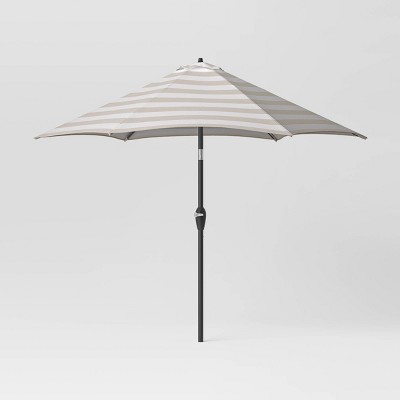 9' Round Cabana Stripe Outdoor Patio Market Umbrella with Black Pole - Threshold™