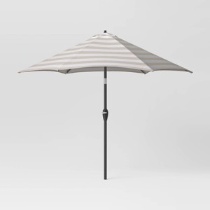 9' Round Cabana Stripe Outdoor Patio Market Umbrella with Black Pole - Threshold™ - 1 of 4