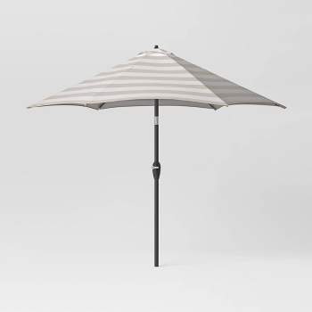9' Round Cabana Stripe Outdoor Patio Market Umbrella with Black Pole - Threshold™