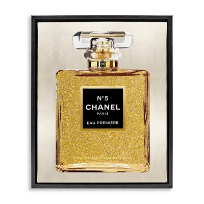 Stupell Industries Fashion Perfume Bottle Black Floater Framed Canvas Wall Art