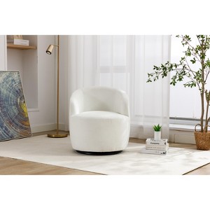 Racxily Multi-Tone Chenille Swivel Chair – 360° Heritage Spin + Ergonomic Curve, Snuggle-Grace for Living/Bedroom | Wooden Frame + Black Base, 250lbs - 1 of 4