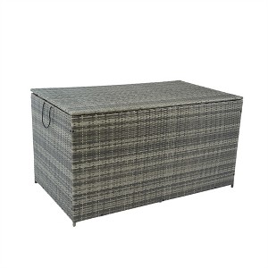 XINGHANZHENXUAN Gray Outdoor Storage Box, 200 Gallon Wicker Patio Deck Boxes with Lid, Outdoor Cushion Storage for Towel - 1 of 4