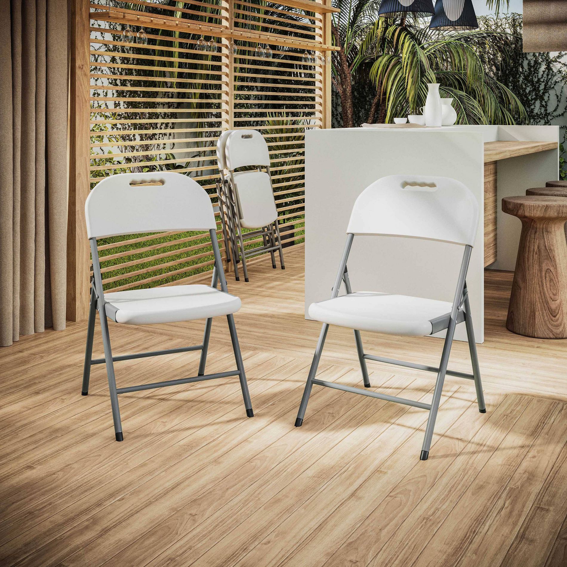Techni Home Set of 4 Folding Chairs Granite White