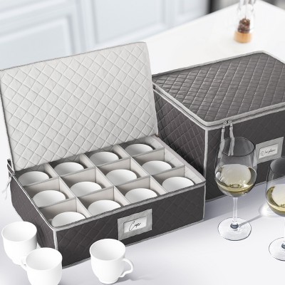 Woffit China Storage Containers Stemware & Dinnerware Storage