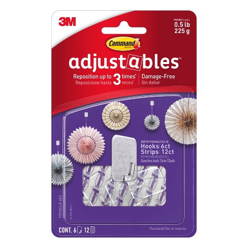 Command 1 2 Lb 6pc 12 Strips Adjustable Repositionable Decorative