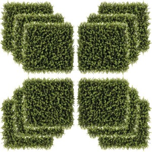 Outsunny Artificial Grass Wall Panel Backdrop, 12 20" x 20" Boxwood UV Protection Privacy Screen Panels - 1 of 4