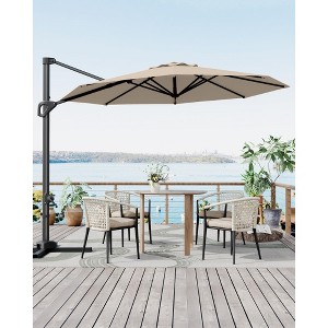 10ft Patio Umbrella Outdoor Heavy Duty Offset Hanging Umbrella 360 Degree Rotation, Easy Tilt Adjustment, Aluminum Frame, Cantilever Hanging - 1 of 4