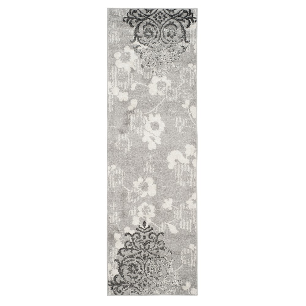 Silver/Ivory Swirl Loomed Runner 2'6inx14' - Safavieh