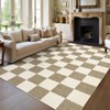 Modern Checkerboard Area Rug Thin Washable Rug Non Slip, Soft Non Shedding Carpet - 3 of 4