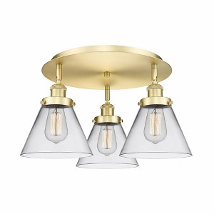 Cone - 3 Light Flush Mount In Art Deco Style-9.5 Inches Tall and 19.5 Inches Wide - 1 of 1